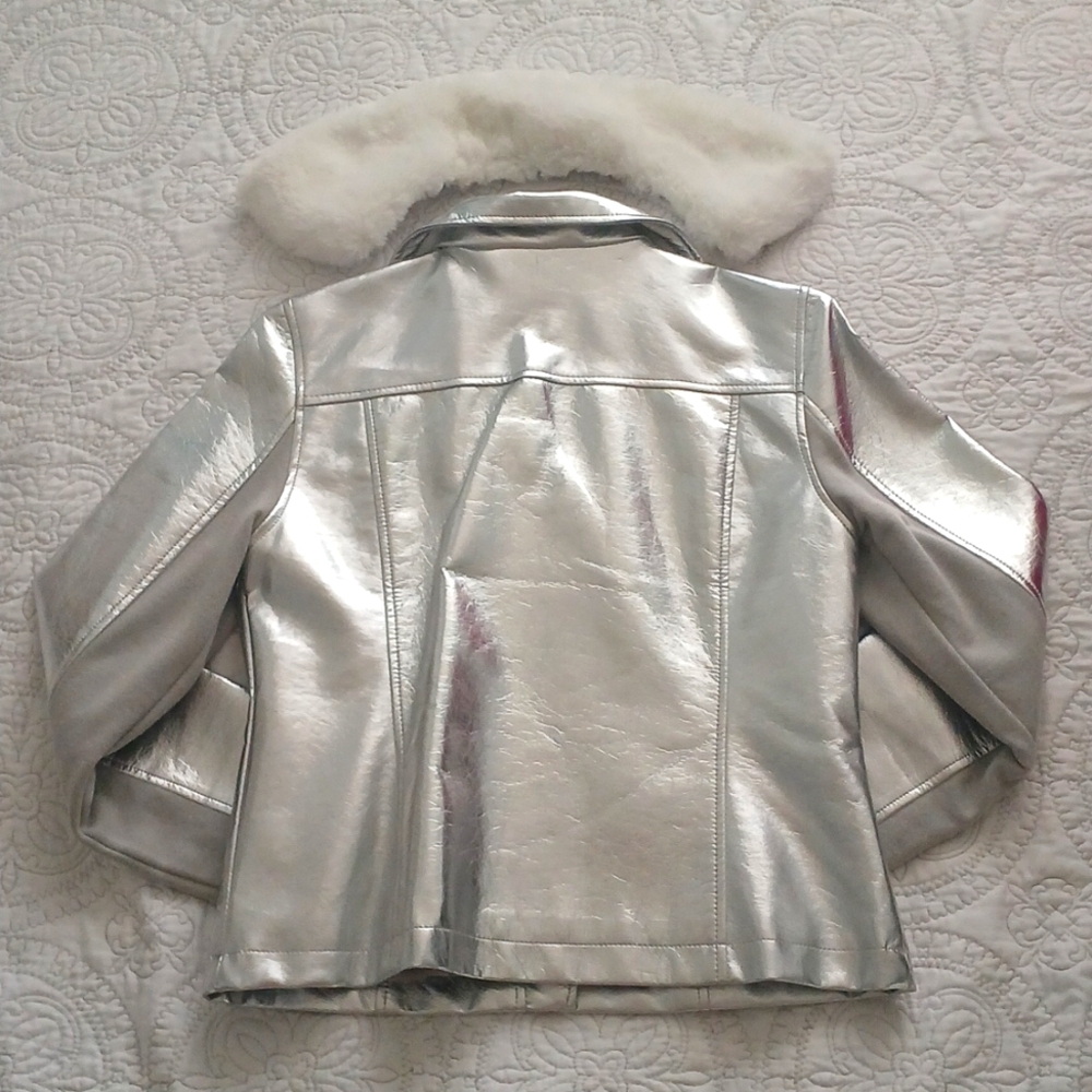 Y2K Silver Faux Leather Jacket (from Justice) - Picture 3 of 4
